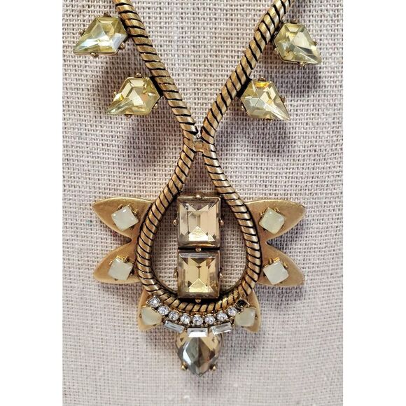 Stella & Dot Soliel Necklace Jewelry Gold Tone Crystal Rhinestones Neutral *note - Picture 4 of 10